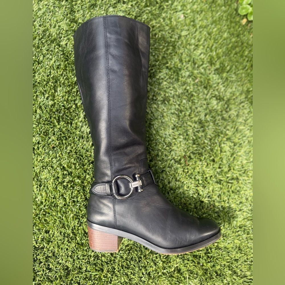 Coach Carolina Black Leather Riding Boots Harness Knee High Size 8 - Picture 9 of 11